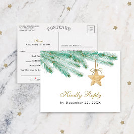 Waterverf Pine Boughs Winter Wedding RSVP Briefkaart