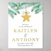 Waterverf Pine Boughs Winter Wedding Welkom Folie Afdrukken (Voorkant)