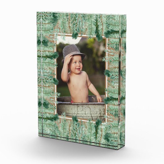 Waterverf Pine Branch Border Fotoblokken (Rechts)