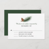 Waterverf Pine Branch Pine Cone Wedding RSVP (Voorkant / Achterkant)