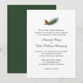 Waterverf Pine Branch Winter Pinecone Wedding Kaart (Voorkant / Achterkant)