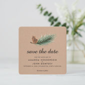 Waterverf Pine Branch Winter Save the Date (Staand voorkant)