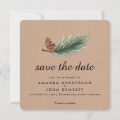 Waterverf Pine Branch Winter Save the Date (Voorkant)