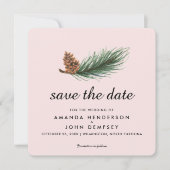 Waterverf Pine Branch Winter Save the Date (Voorkant)