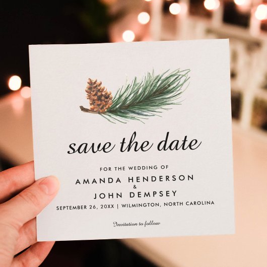 Waterverf Pine Branch Winter Save the Date