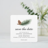 Waterverf Pine Branch Winter Save the Date (Staand voorkant)