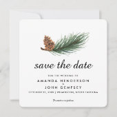 Waterverf Pine Branch Winter Save the Date (Voorkant)