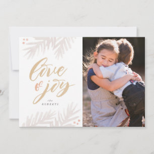 Waterverf Pine Brush Love and Joy Holiday Card Feestdagenkaart