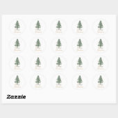 Waterverf Pine Christmas Tree Gold Ronde Sticker (Vel)