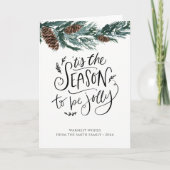 Waterverf Pine Cone Bough Minimalist Greenery Feestdagen Kaart (Voorkant)