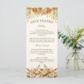 Waterverf Pine Cone en Bloemen Thanksgiving Menu (Staand voorkant)