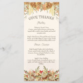 Waterverf Pine Cone en Bloemen Thanksgiving Menu (Voorkant)