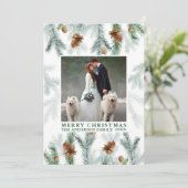 Waterverf Pine Cone Greenery Christmas Green Feestdagenkaart (Staand voorkant)