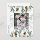 Waterverf Pine Cone Greenery Couple Foto Briefkaart (Voorkant / Achterkant)