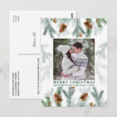 Waterverf Pine Cone Greenery Couple Foto Green Briefkaart (Voorkant / Achterkant)