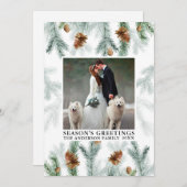 Waterverf Pine Cone Greenery Season's groeten Feestdagenkaart (Voorkant / Achterkant)