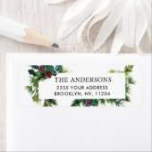 Waterverf Pine Cone-kerstretouradres Etiket (Insitu)