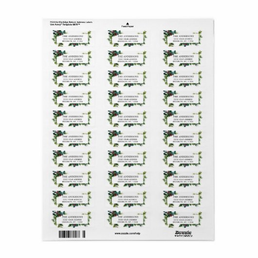 Waterverf Pine Cone-kerstretouradres Etiket (Full Sheet)