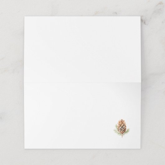 Waterverf Pine Cone Place Card Plaatskaartje (Buitenkant ongevouwen)