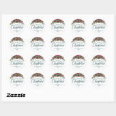 Waterverf Pine Cone Script Vrolijk Kerstgroen Ronde Sticker (Vel)