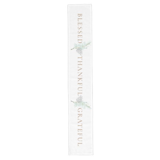 Waterverf Pine Cone Thankful Table Runner Lange Tafelloper (Voorkant)