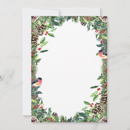 Waterverf Pine Cones Branch Holiday Luncheon Kaart (Achterkant)