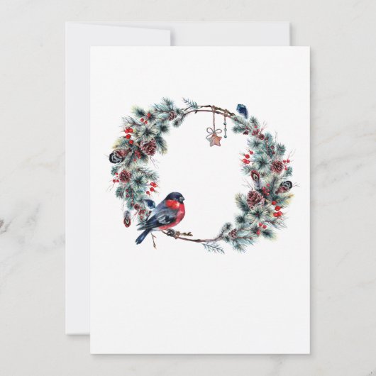 Waterverf Pine Cones Branch Holiday Luncheon Kaart (Achterkant)