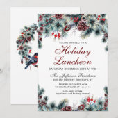 Waterverf Pine Cones Branch Holiday Luncheon Kaart (Voorkant / Achterkant)