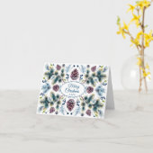 Waterverf Pine Cones Branch Kerstgroet Kaart (Gele Bloem)