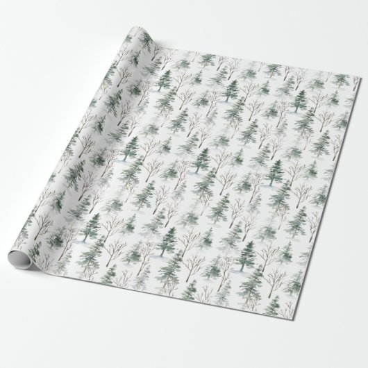 Waterverf Pine Cones kerstboomvakantie Cadeaupapier (Uitgerold)