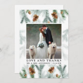 Waterverf Pine Cones Love Bedankt Weddenfoto (Voorkant / Achterkant)