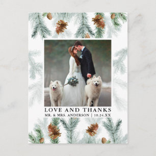 Waterverf Pine Cones Love Bedankt Weddenfoto Briefkaart