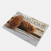 Waterverf Pine Cones Rustic Wood Aangepast Deurmat (Schuin)