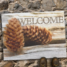 Waterverf Pine Cones Rustic Wood Aangepast