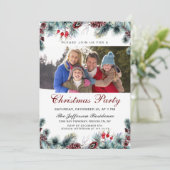 Waterverf Pine Cones Tak FOTO Kerstfeest Kaart (Staand voorkant)