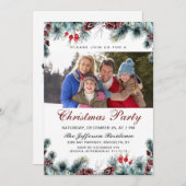 Waterverf Pine Cones Tak FOTO Kerstfeest Kaart (Voorkant / Achterkant)