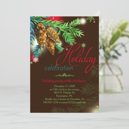 Waterverf Pine Cones Vakantiefeest Kaart (Staand voorkant)