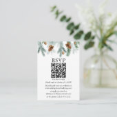 Waterverf Pine Cones Wedding QR RSVP Informatiekaartje (Staand voorkant)