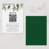 Waterverf Pine Cones Wedding QR RSVP Informatiekaartje (Voorkant / Achterkant)