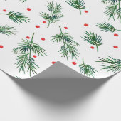 Waterverf Pine en Berries Patroon Cadeaupapier (Hoek)