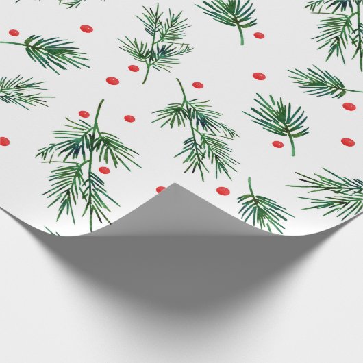 Waterverf Pine en Berries Patroon Cadeaupapier (Hoek)