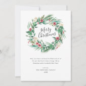 Waterverf Pine en Berry Wreatskerstkaart Kaart (Voorkant)