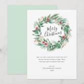 Waterverf Pine en Berry Wreatskerstkaart Kaart (Voorkant / Achterkant)