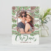 Waterverf Pine en Branches Serie-kerstfoto Feestdagenkaart (Staand voorkant)