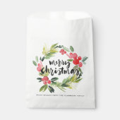 Waterverf Pine en Holly Krans Vrolijk Kerstfeest Bedankzakje (Voorkant)