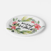 Waterverf Pine en Holly Krans Vrolijk Kerstfeest Papieren Bordje (Gekanteld)