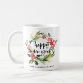 Waterverf Pine en Holly Wreath Custom Nieuwjaar Koffiemok (Links)