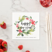 Waterverf Pine en Holly Wreath Nieuwjaarsfeest Servet (Insitu)