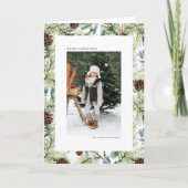 Waterverf Pine en Pine Cones Foto Kerst Feestdagen Kaart (Voorkant)