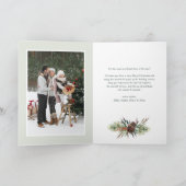 Waterverf Pine en Pine Cones Foto Kerst Feestdagen Kaart (Binnen)